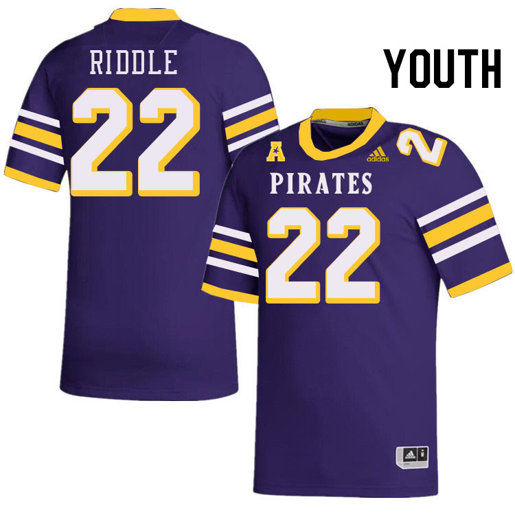 Youth #22 Ja'Marley Riddle ECU Pirates College Football Jerseys Stitched-Throwback